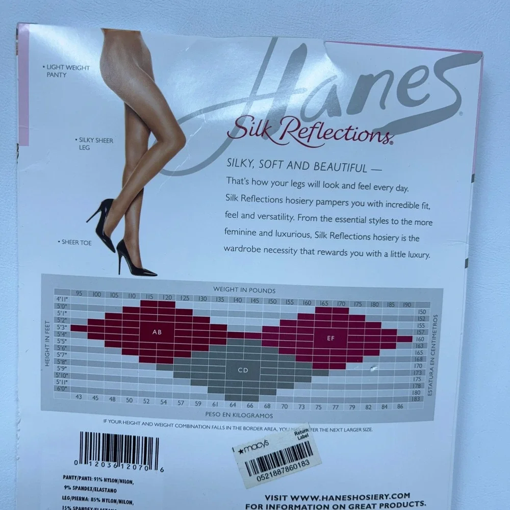Hanes Womens Size CD Travel Buff Silk Reflections Silky Sheer Pantyhose 715